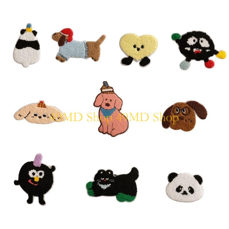 

49MD 10pcs Embroidery Cartoon Animal Patches Sticker Cloth Patches Easy To Apply Remove For Clothe Repair Craft Project Supply