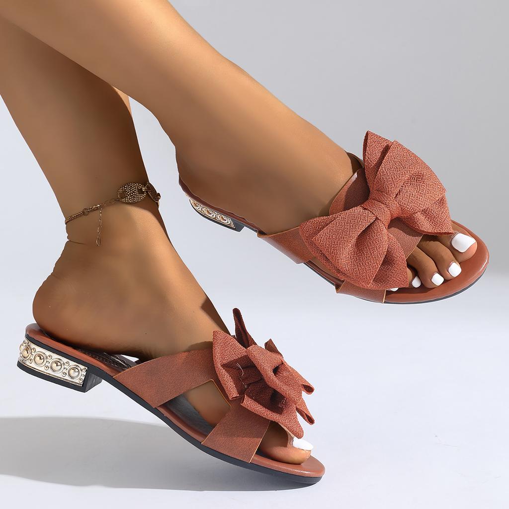 Women Slippers Luxury Designer Open Toe Slippers Indoor Fashion Casual Sandals Comfortable Bow Flat Shoes Women Slides Women