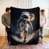 Astronaut Flannel Throw Blanket Out Space Galaxy Star Moon Blanket Comfortable Warm Lightweight for Bed Couch Sofa Decoration