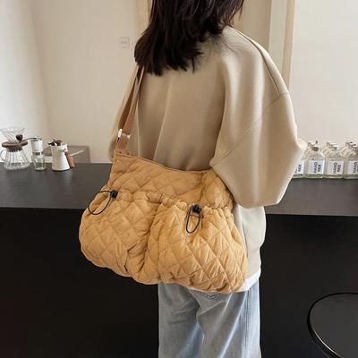 Casual Solid Nylon Large Capacity Shoulder Bags Hot Sale Versatile Crossbody Bags Soft Simple Stitching Bags