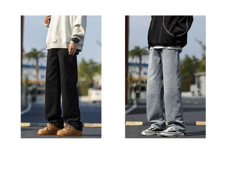 Retro americké pánské volné džíny s rovnými nohavicemi high street