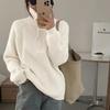 Autumn Winter Stand Collar Loose Casual Zipper Pullover Sweater Women Solid Color All-match Bottomed Knitting Top