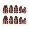 Brown Autumn/Winter White Polka Dot Almond-Shape Wearable Nails - Hot Selling Nail Art Tips