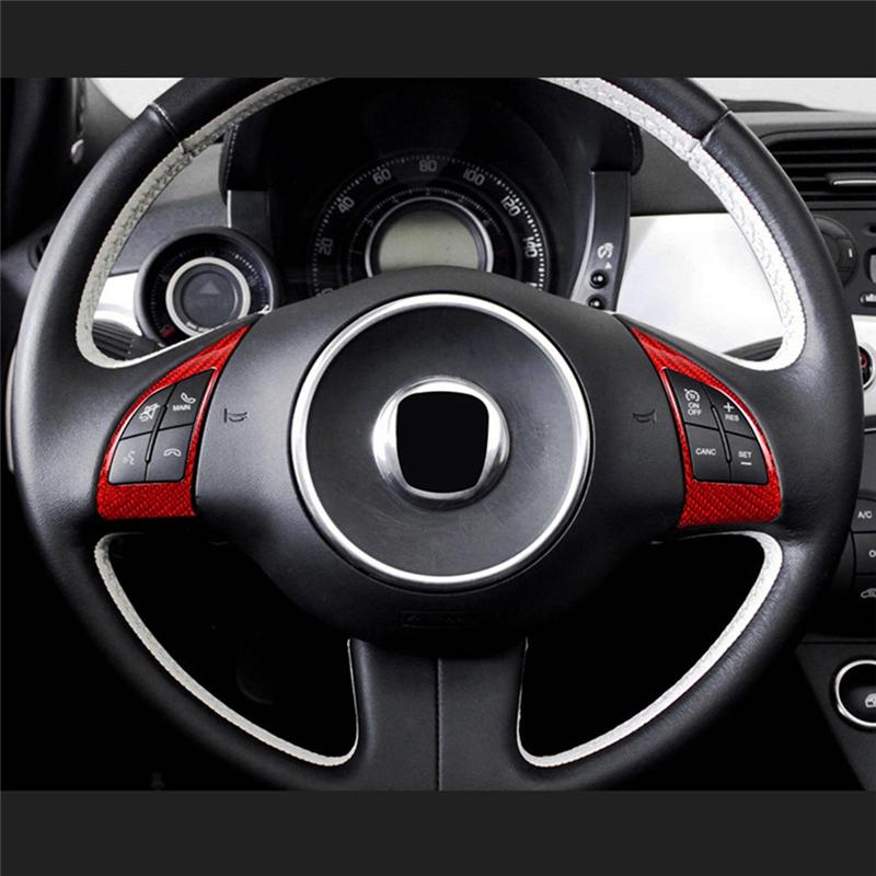 

Real Hard Carbon Fiber Sticker For Fiat 500 Abarth 595 2010-2015 Car Steering Wheel Button Interior Trim(A) Replacement Color A
