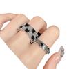 Niche Design Checkerboard Zircon Ring Retro Light Luxury High-End Ring Love Open Index Finger Ring
