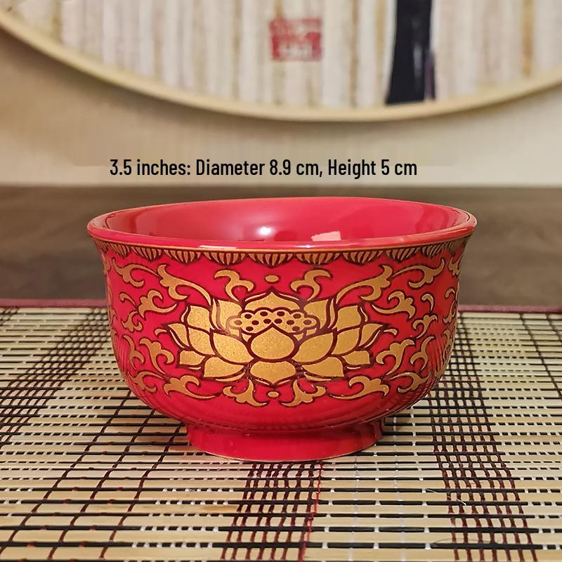 Bol d'offrande Lotus en céramique pour la salle bouddhiste - Grand et petit pour sept ou huit offrandes auspicieuses