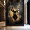 Fox Elephant Eagle Canvas Painting Black Gold Animal Print Poster Luxury Wild Animal Decoration Abstract Modern Gold Home Decor