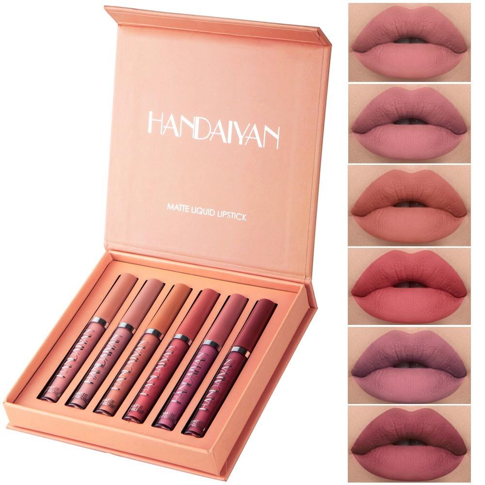 6pcs/Set Sexy Velvet Matte Liquid Lipstick Waterproof Long Lasting Nude Lip Gloss Kit Makeup Gift