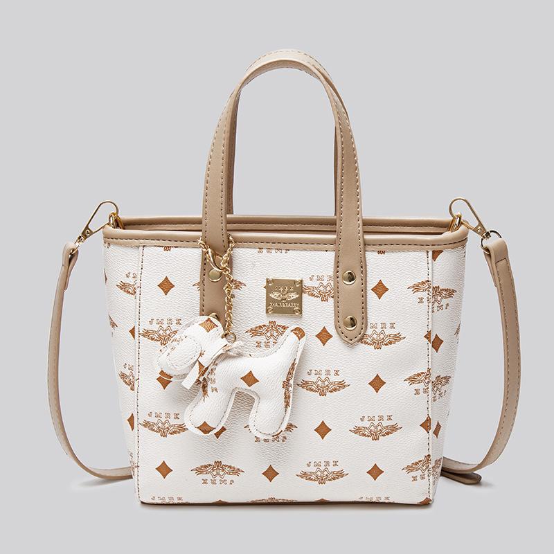 Printed bucket bag women's new autumn and winter niche handbag vegetable basket versatile commuter shoulder messenger bag
