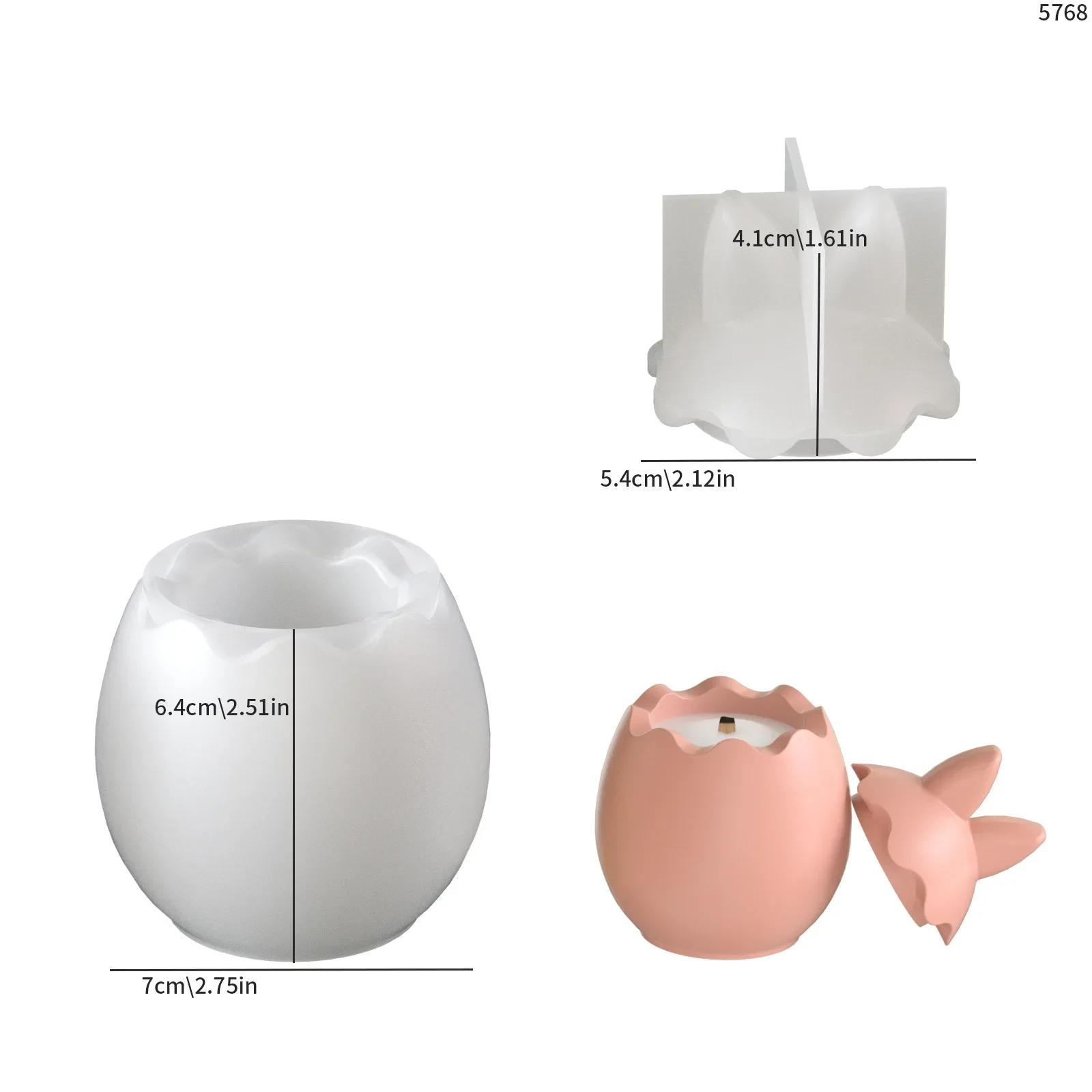

2026 Latest Models Easter DIY Silicone Mold Set for Bunny Egg Storage Jar & Candle Cup Make Plaster Resin Craft, Poppy Design