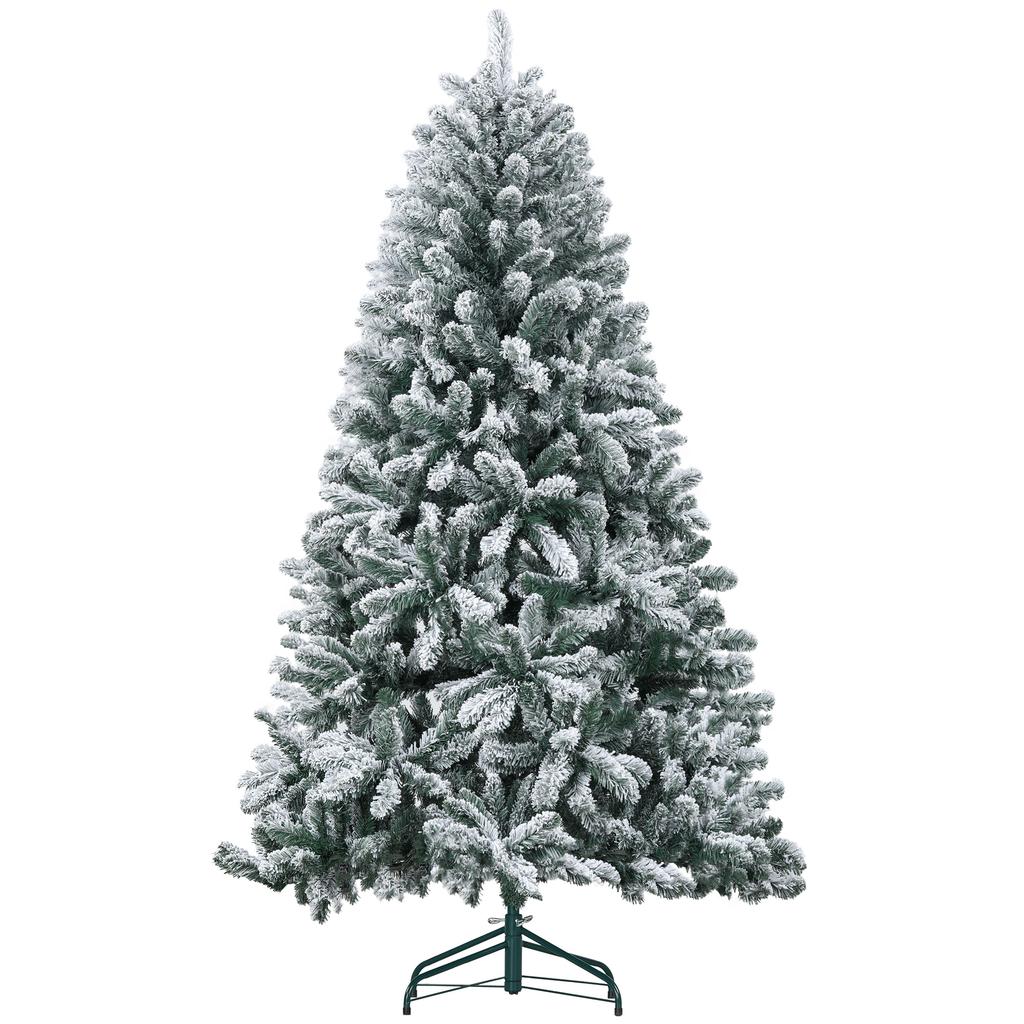 Snowy Artificial Christmas Tree 180 cm with 796 Branches and Metal Stand Snowy Christmas Tree for Indoor Green