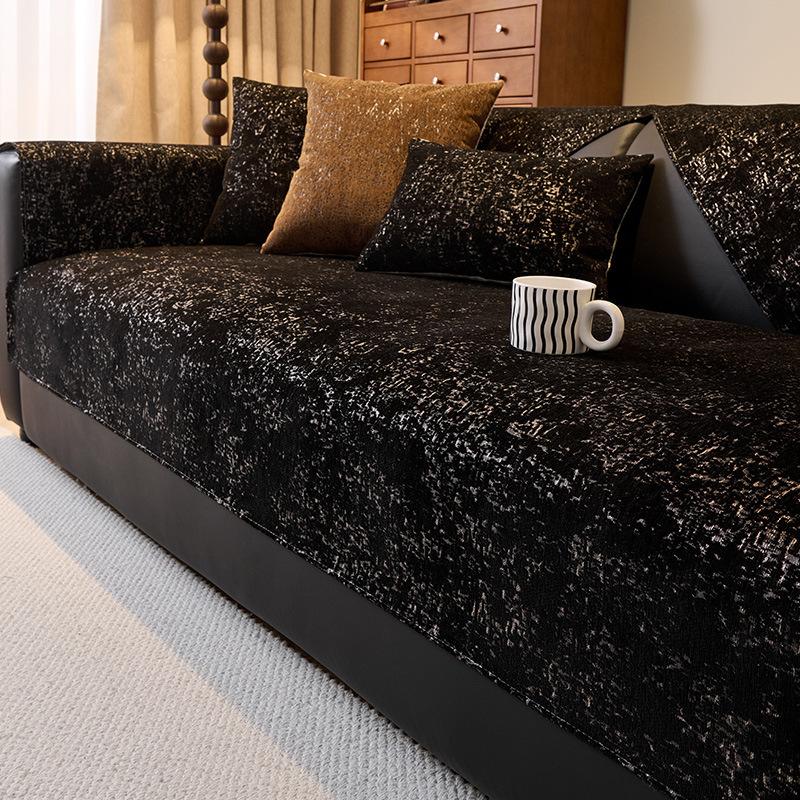 One Piece Sofa Cover Fabric Straight Row Anti Slip Fixed Sofa Cushion Cover Soft and Simple Solid Color Suitable for All Seasons