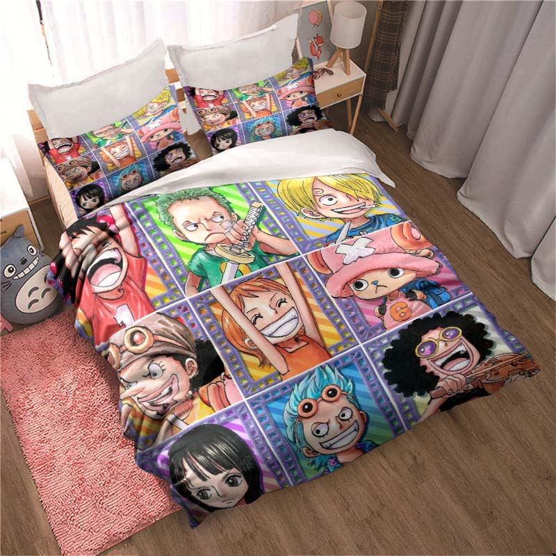 2026 NewComfortable Bedding Set Featuring the Cartoon Character Monkey D. Luffy, Including Duvet Cover and Pillowcases;