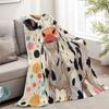 Cute Cow Print Flannel Throw Blanket Watercolor Style Soft Cozy Fleece for Home Office Sofa and Car All Season Gift