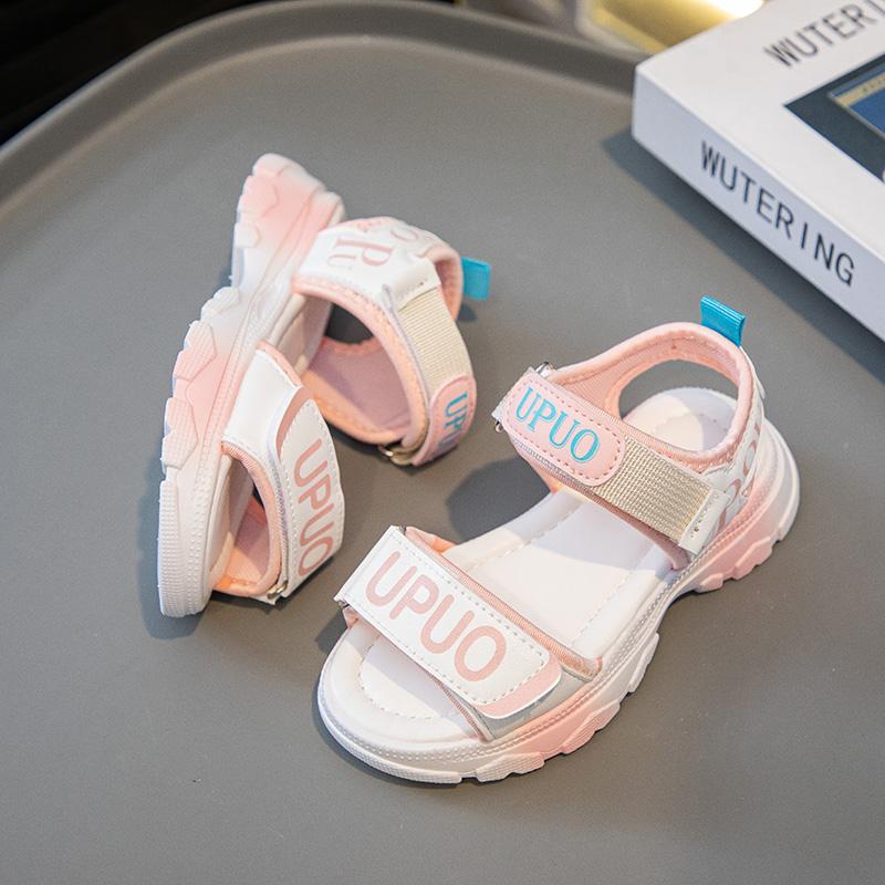New soft soled sports beach shoes for girls, summer mid to large children's trendy pink princess children's shoes kids sandals