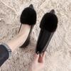 Damen 2025 Nerzfell Mokassins Loafer, Winter Samt Spitz Zehen Ballerinas, Große Größe 41