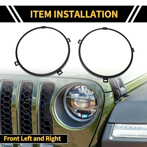 REPAIROCK Compatible with Jeep Wrangler JK 2007-2017, 1 Pair of 7-inch Round Headlight Metal Rings (Left and Right)