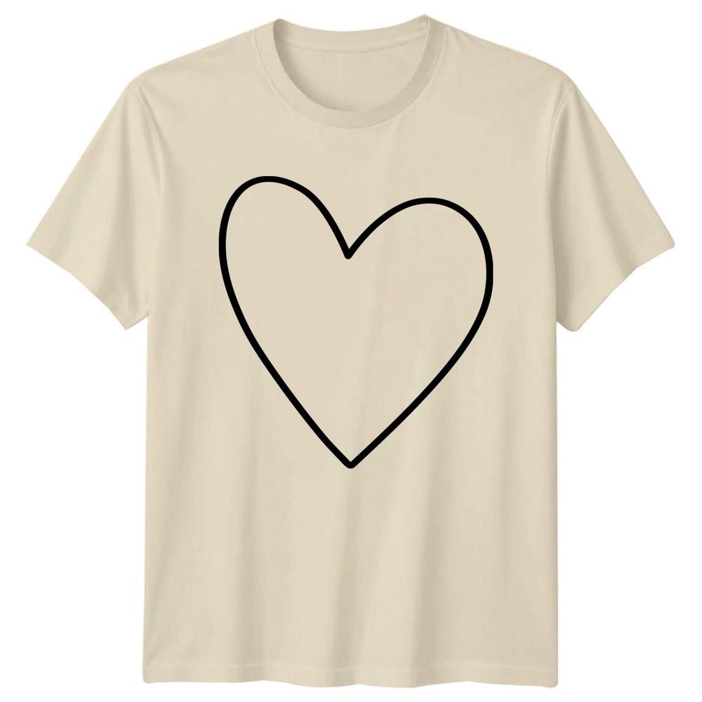 Simple Hand Drawn Heart Outline Aesthetic TShirt Minimalist Love Relationships