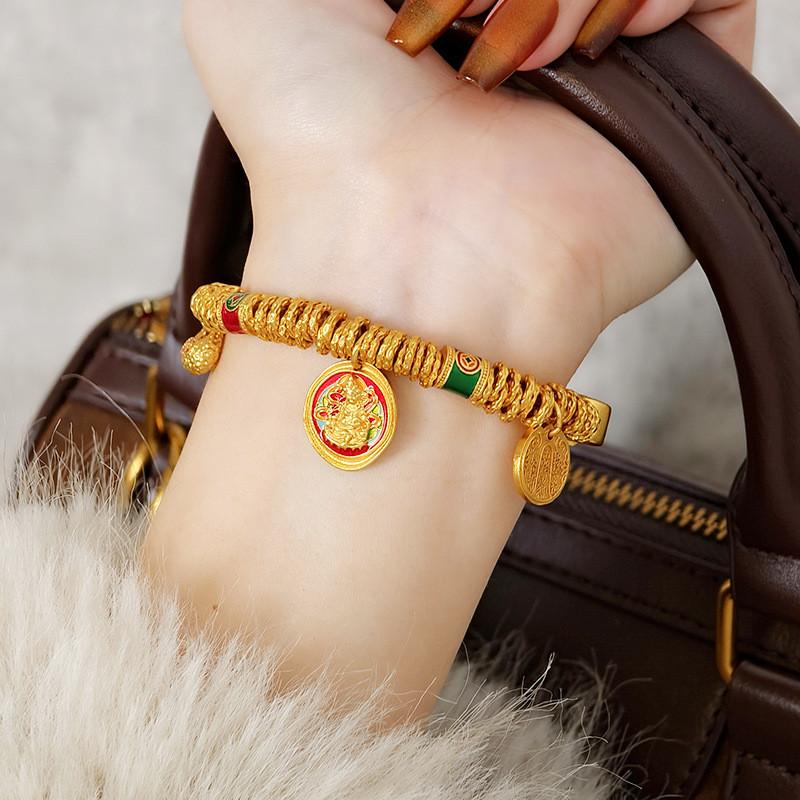 Traditional Copper Pendant Bracelet With Gold Plating For Women Gift Ethnic Style