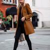 Lapel Long Sleeve Flap Pockets Solid Color Autumn Blazer Female Single Button Office