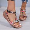 Hot-selling Large-size Bohemian Sandals Women's Summer New Fish Mouth Wedge Heel Open-toed Sandals