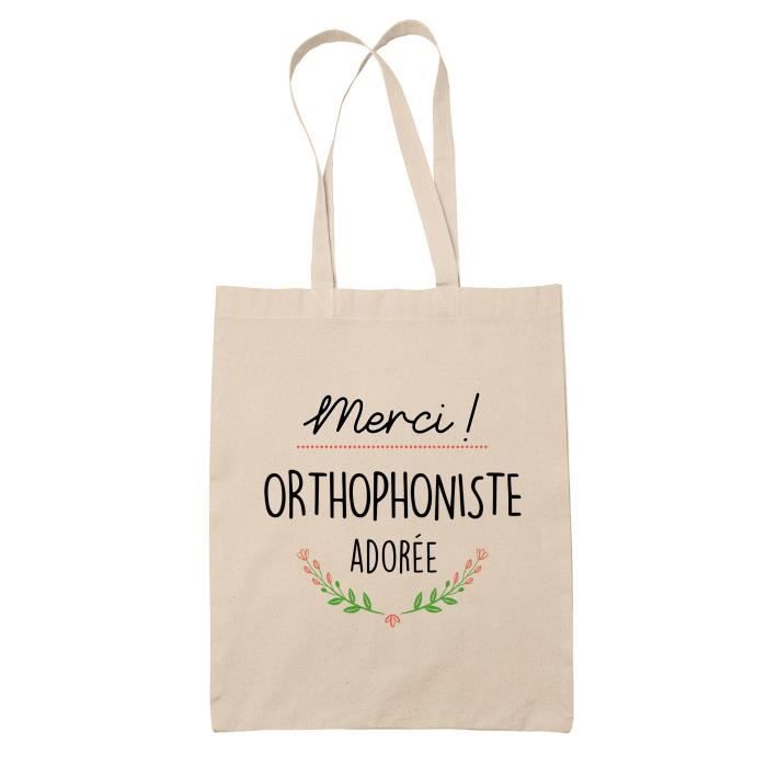 Tote Bag Merci Orthophoniste Adorée | Idée Cadeau Collègue Travail Retraite Sac Cabas Réutilisable