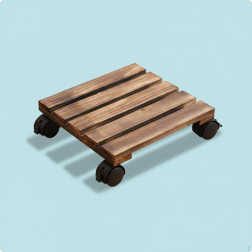 Rolling Plant Stand Effortlessly To Move Pot Trolley with Wheels Heavy Duty Wooden Mover 25CM