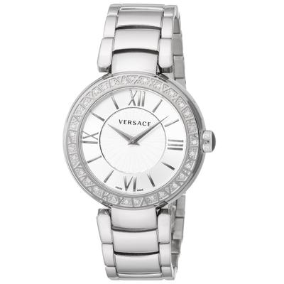 Zegarek Leda Damski Biała Tarcza Stal Nierdzewna Szkło Szafirowe Kwarcowy 37MM Zegarek Szwajcarski VNC160015 Srebrny [Versace] [Przedmiot]