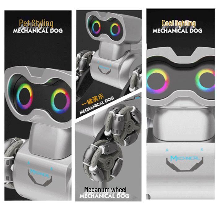 Remote-Controlled Stunt Robot Dog Toy with Eight Wheels