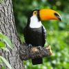 Toucan Figurine Garden Decor - Handcrafted Resin Bird Statue for Outdoor Hanging Decoration, Realistic Tropical Animal Ornament