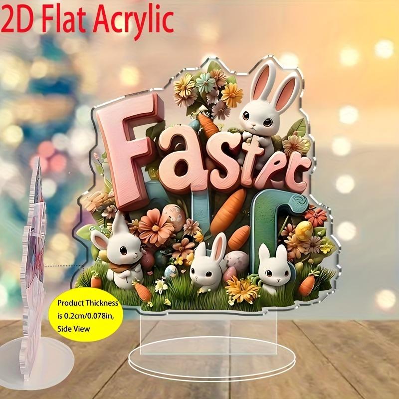 2D Flache Böhmische Stil Acryl Osterei und Hase Thema Schreibtischdekoration, Geeignet für Wanddekoration, Veranda, Zimmer, Villa, Akzente Zuhause, Flur