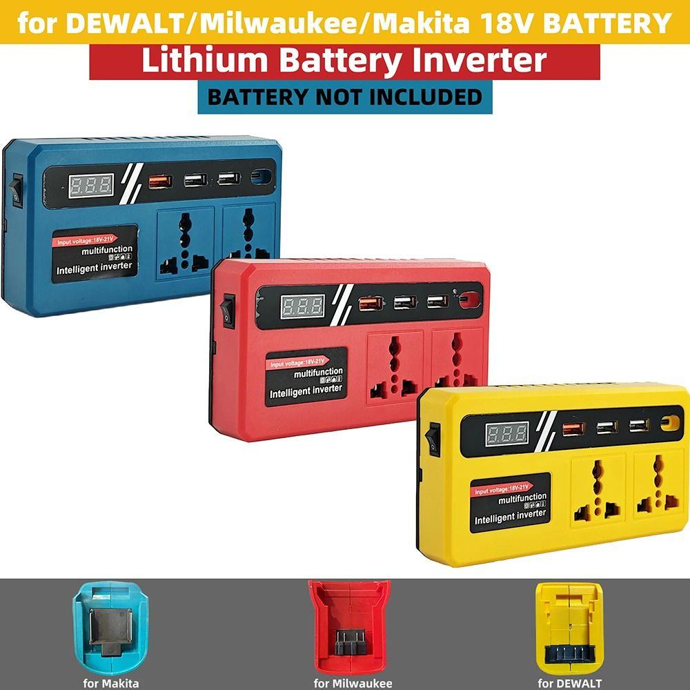 1 Stück 18V 20V auf 220V Batterie-Wechselrichter Multifunktional mit 4 USB LED-Steckdose Intelligenter Transformator Haushalt 120W