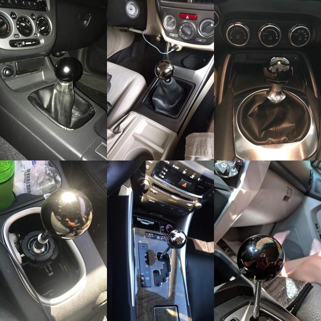 Round Gear Knob Short Shifter Knob For Universal Car Acrylic Shift Knob Black Silver SK-1006