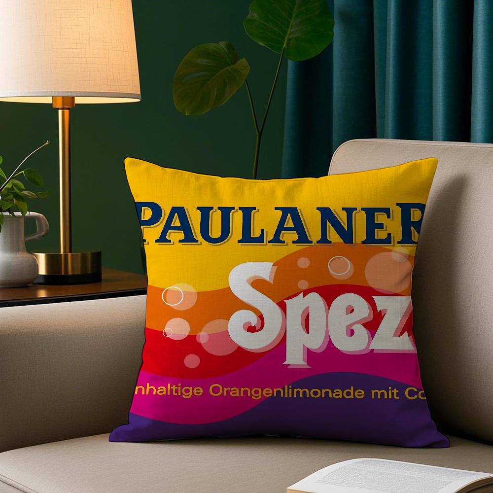 

Пиво Paulaner Spezi Мюнхен Наволочка Плюшевая ткань Мягкая наволочка Двусторонняя печать Чехол для диванной подушки Декоративная наволочка 16x16Inch