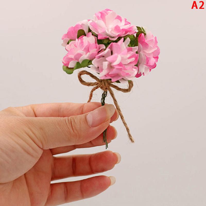 1:12 Dollhouse Miniature Jasmine Flower Vase Glass Dried Flower Vase Flower Arrangement Pot Doll Home Simulation Potted Plants