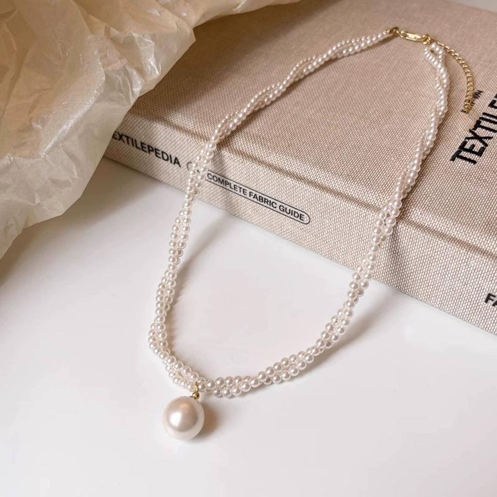 New high-end pearl double-layer necklace women's fashion light luxury exquisite, sweet and cute temperament versatile collarbone chain