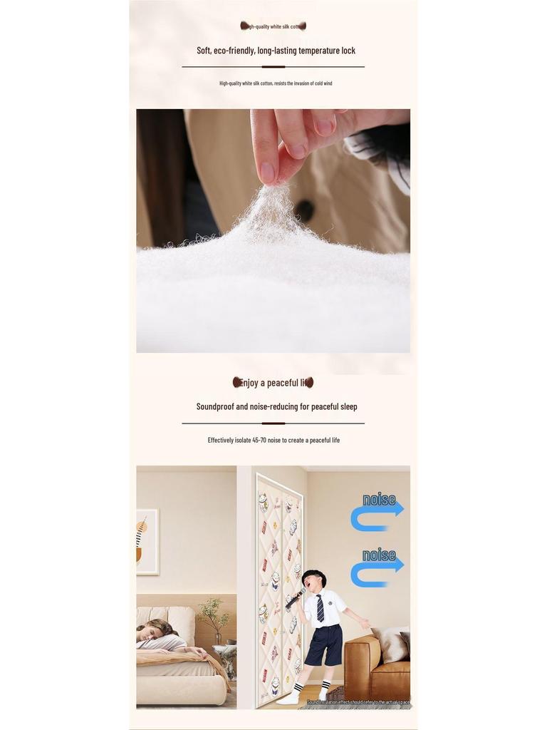 Winter Windproof & Soundproof Magnetic Double-Opening Door Curtain - Thickened, Cold-Proof, Self-Adhesive Cotton for Home