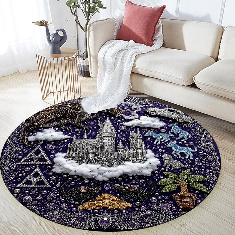 

Diamond Embroidery Scene,Round Area Rug,Carpet Rug for Living Room Bedroom Sofa Playroom Decor,Non-slip Floor Mat 80cmx80cm