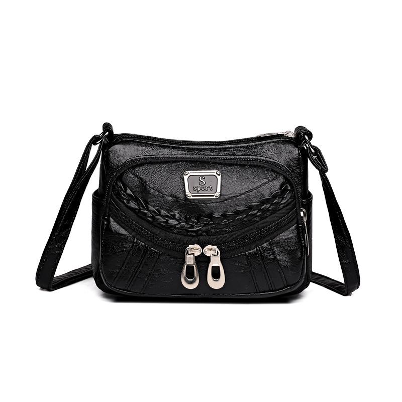 

Модный тренд Четыре сезона мягкая кожа многоотделений многокарманная высококлассная многослойная наплечная сумка-мессенджер женская сумка чёрный