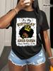 Aries Queen Happy Birthday Themed Printed T-Shirt, Women'S Birthday Celebration Gift, Zodiac Themed