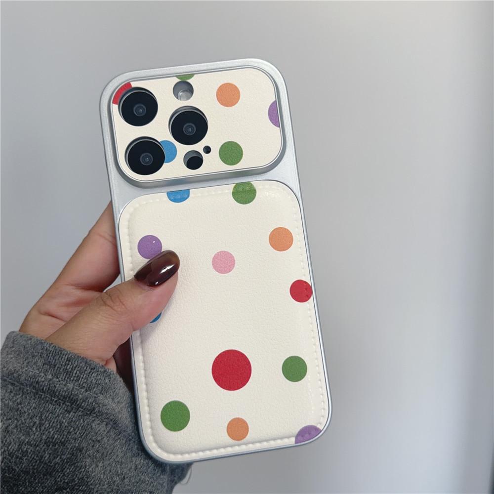 

Korean Style Colorful Polka Dot Leather Bracelet Phone Case for iPhone 17Pro/16promax/15Pro Women s Trendy Design 15pro