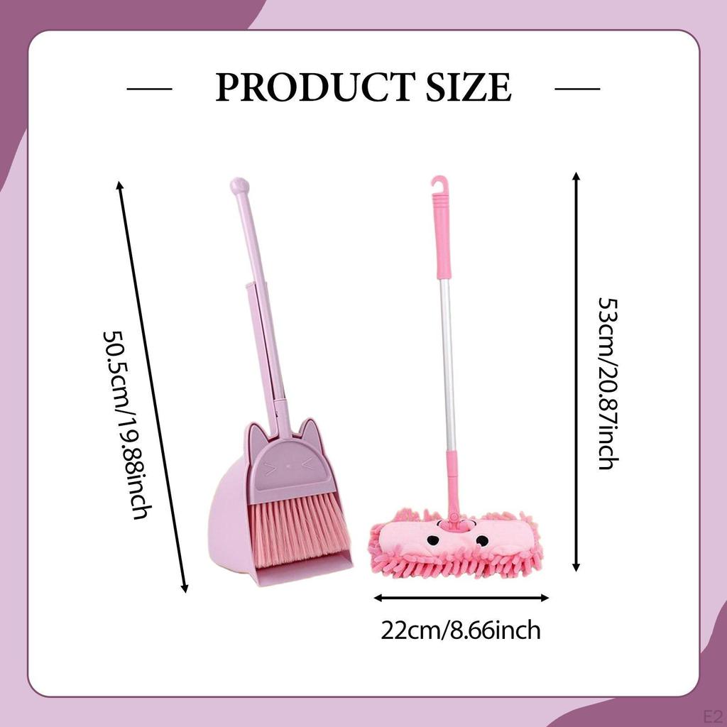 Mini Broom and Dustpan Mop Set for Kids Develop Life Skills Cute Play House Toy Cleaning