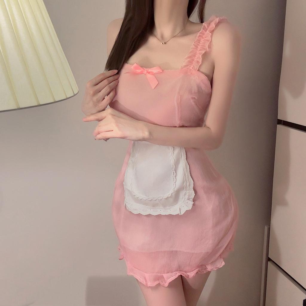 Sexy Lingerie Emotional Uniform Suspender Hottie Apron Maid Cosplay Pure Lust Cute Maid Nightdress Set