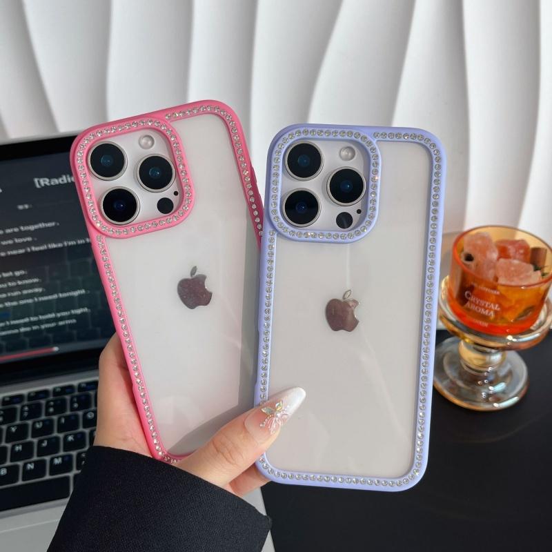 Luxury Transparent Diamond Jewelled Phone Case For iPhone 11 12 13 14 15 16 17 Pro Max Plus Air Glitter Bumper Back Cases Cover