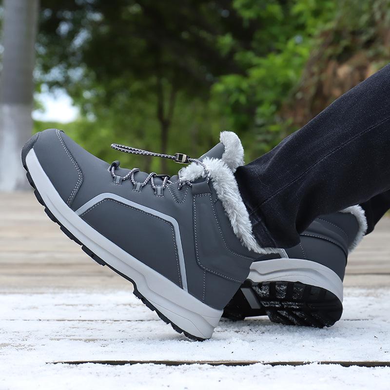 2025 winter new velvet medium-top women's shoes, Korean version of student lace-up versatile waterproof snow boots women's tide cotton shoes