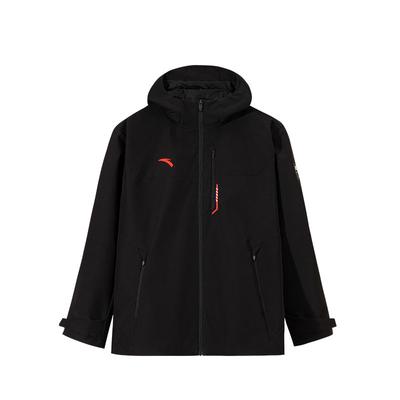 Sports Casual Minimalist Logo Hooded Windbreaker Men Outerwear Black 152517623-3