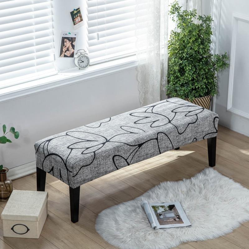 1Pc Long Bench Cover Stretch Polyester Removable Washable Anti-Dirty Piano Stool Chair Covers Living Room Bedroom Seat Protector