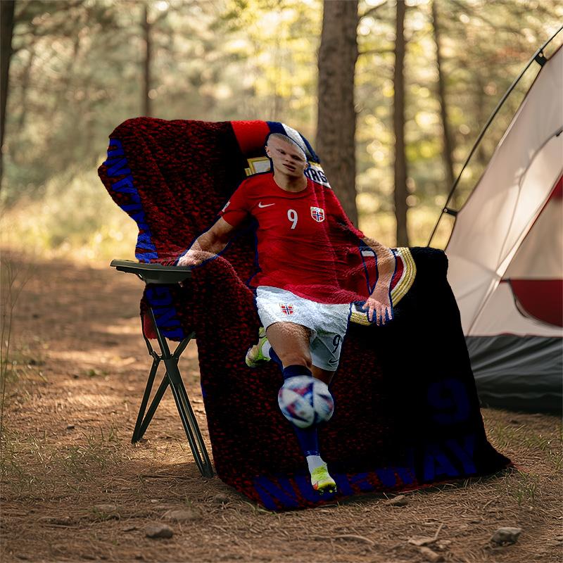 1pc Haaland14 Theme Blanket - Digital Print, Polyester, Cozy for All Seasons, Perfect for Outdoor, and Travel