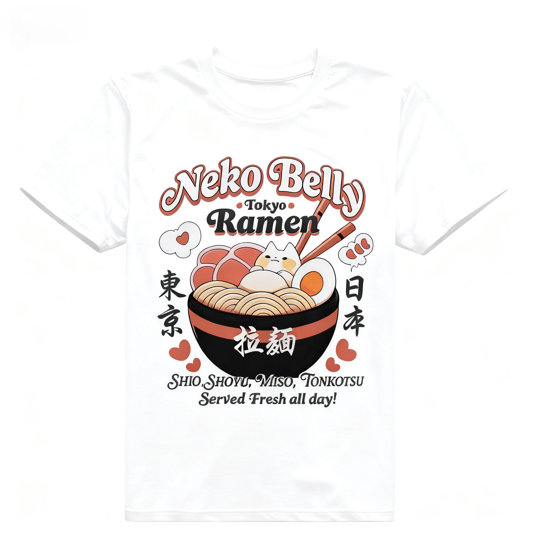 

Милая и забавная футболка с кошкой и раменом из Токио, Япония, подходит как мужчинам, так и женщинам для ношения в милом стиле 4XL