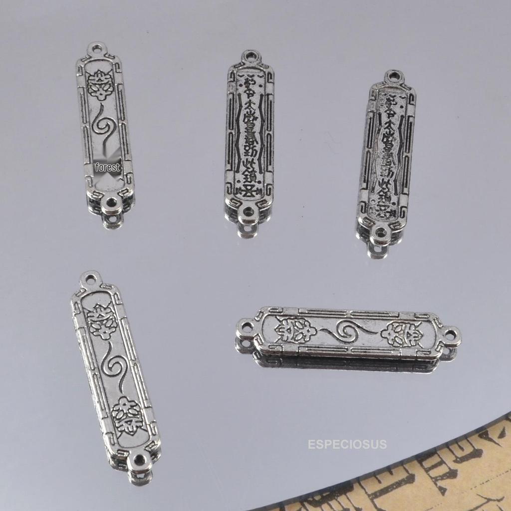 Retro Silver Alloy Double Hole Pendant Tag for DIY Jewelry Making